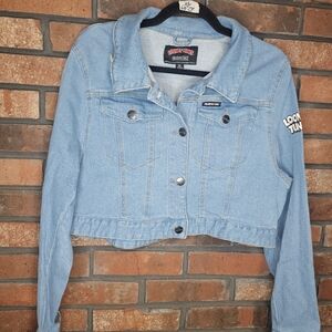 Looney tunes members only crop jean jacket